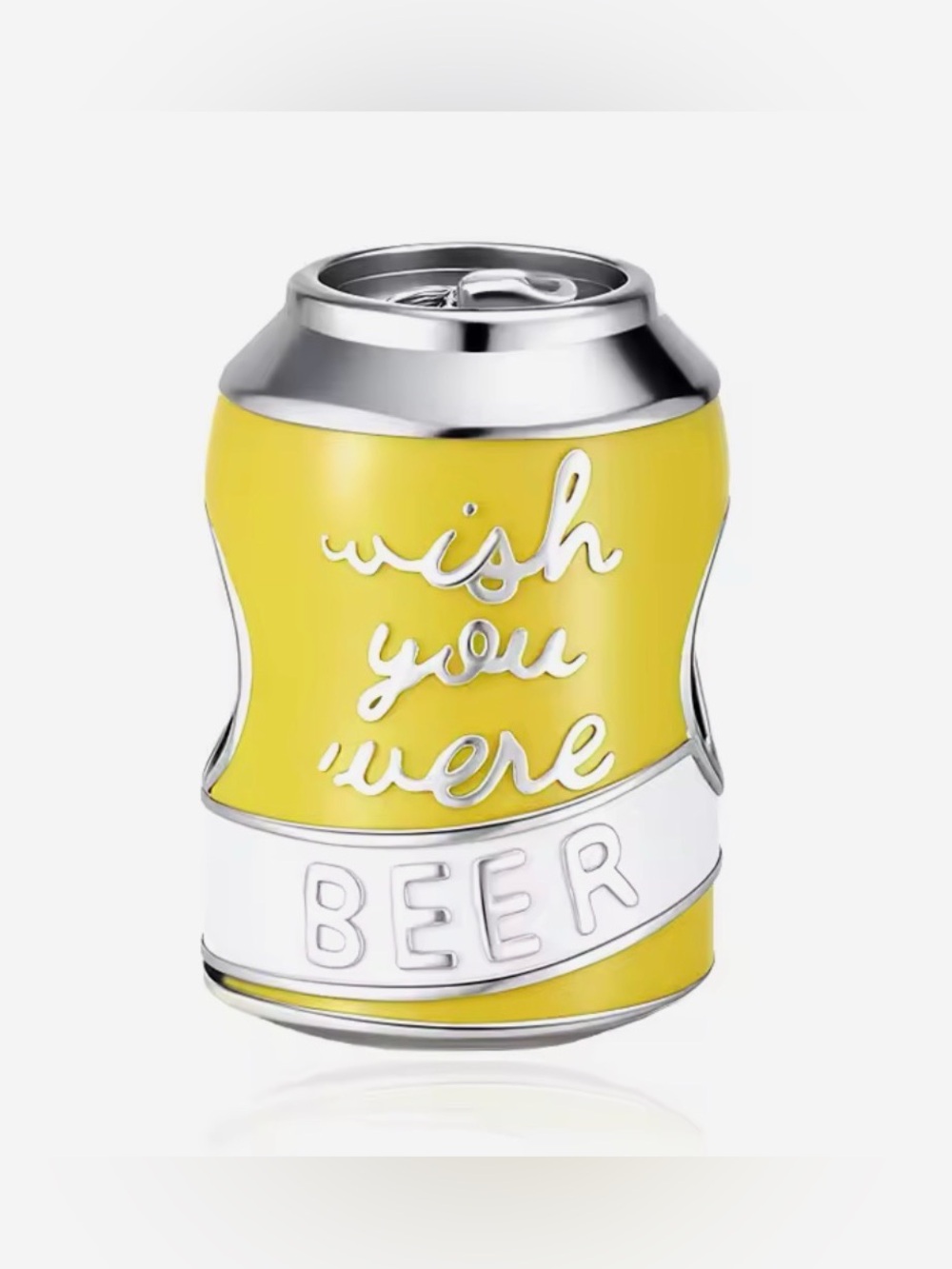Silver & Yellow “Wish You Were Beer” Beer Can Charm